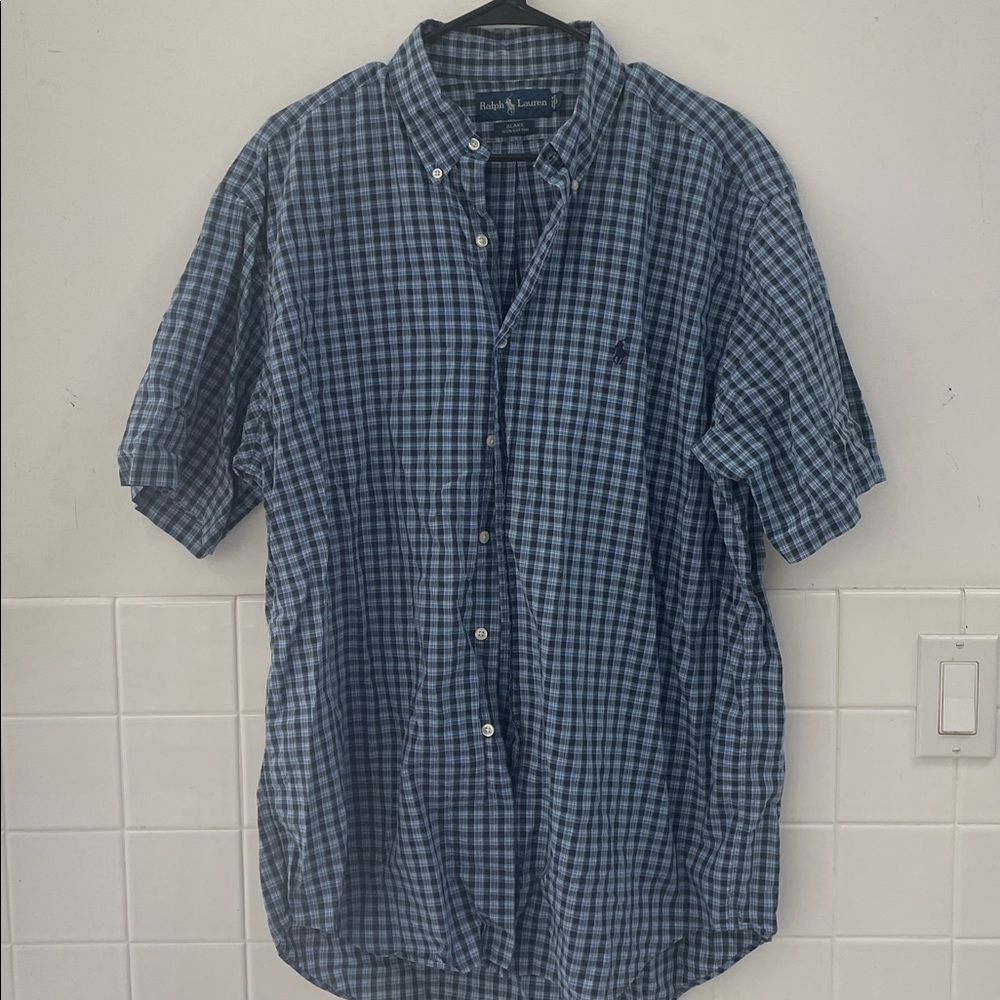 Ralph Lauren Polo‎ Vintage Blue Label Blake Shirt Mens Size Large Plaid